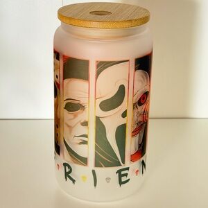 Horror Friends 16oz Frosted Glass Tumbler with Bamboo Lid